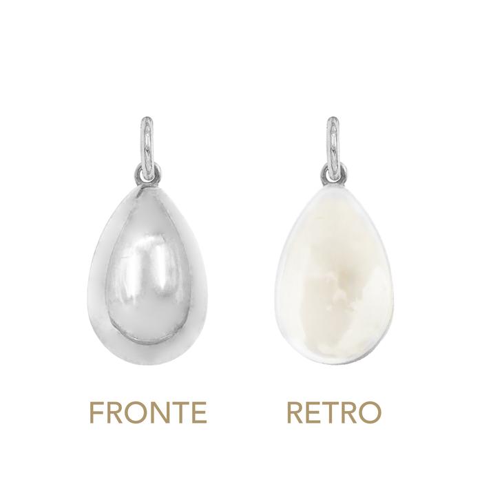 Charm Goccia in Oro e Smalto Bianco