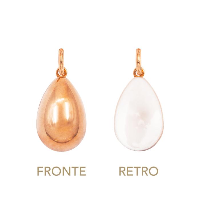 Charm Goccia in Oro e Smalto Bianco