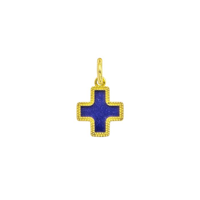 Charm Croce in Oro e Lapislazzuli