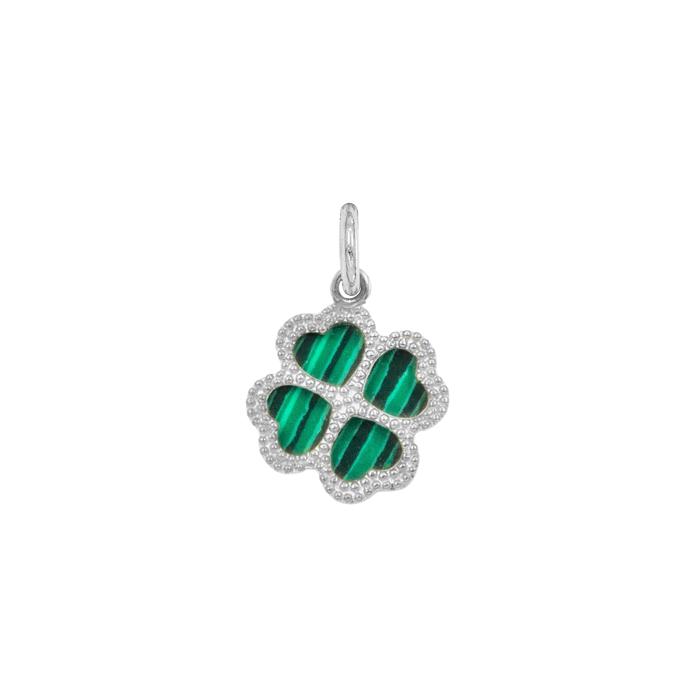 Charm Quadrifoglio in Oro e Malachite