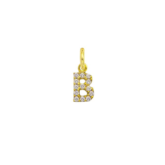 Charm Lettera B in Oro e Zirconi