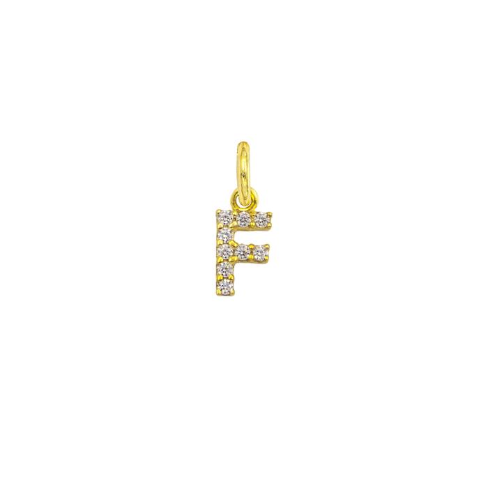 Charm Lettera F in Oro e Zirconi
