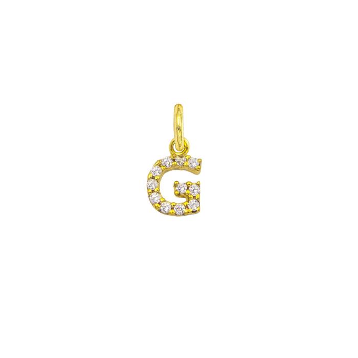 Charm Lettera G in Oro e Zirconi