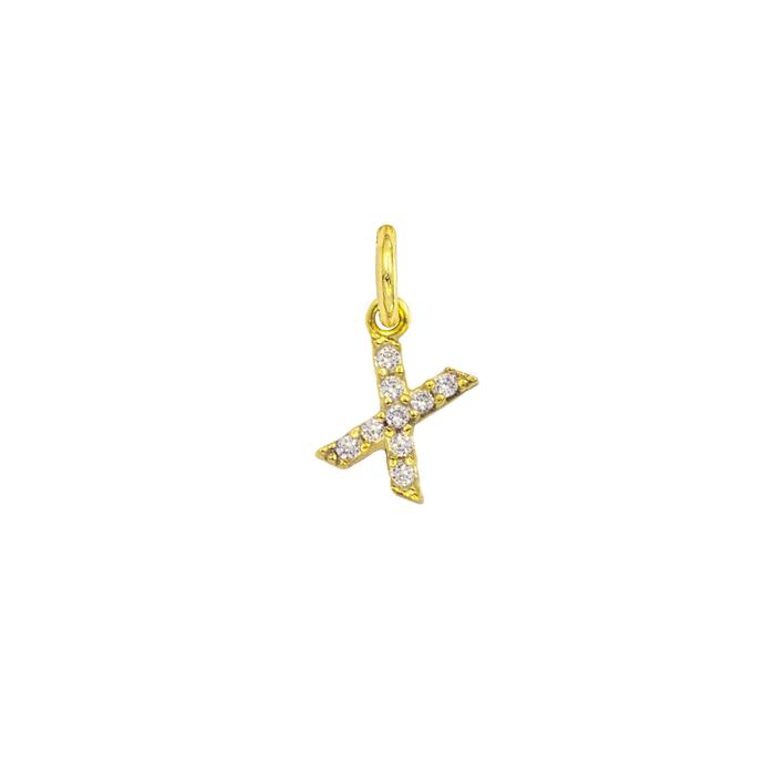 Charm Lettera X in Oro e Zirconi