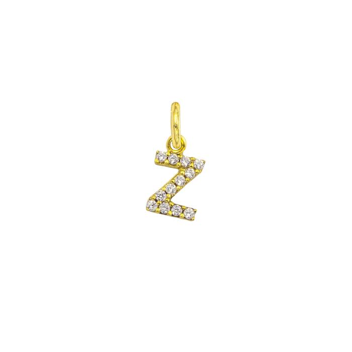 Charm Lettera Z in Oro e Zirconi