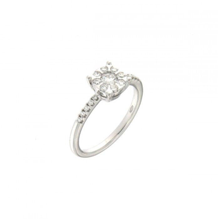 BAGUE SOLITAIRE BR PAVÉ
