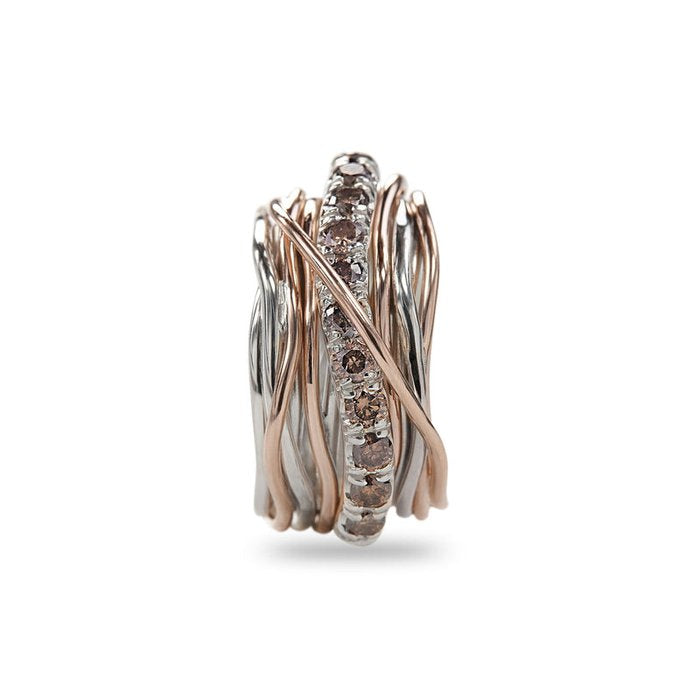 Filodellavita Carato 13 strands in 9kt Rose Gold, 925 Silver and Brown Diamonds