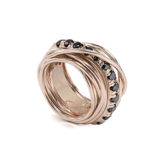Filodellavita 13 Carat 9kt Rose Gold and Black Diamonds Threads