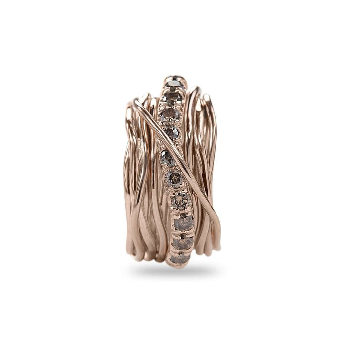 Filodellavita Carato 13 strands in 9kt Rose Gold and Brown Diamonds