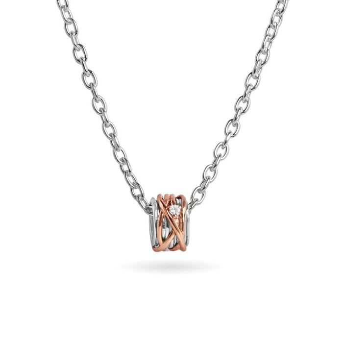 Filodellavita Mini 13 brins en argent 925, or rose 9 carats avec diamant et collier en argent 925 et fermoir en or rose 9 carats