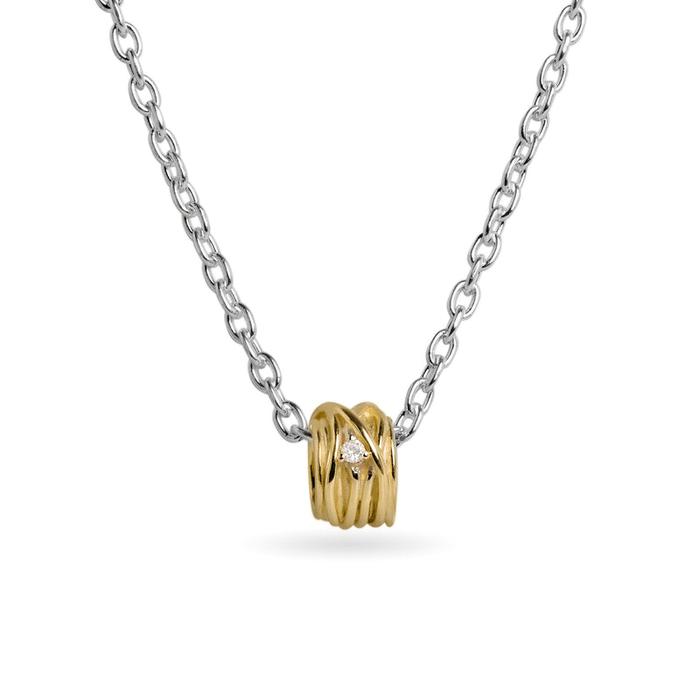 Filodellavita Mini 13 strands in 9kt Rose Yellow and diamond with 925 Silver necklace and