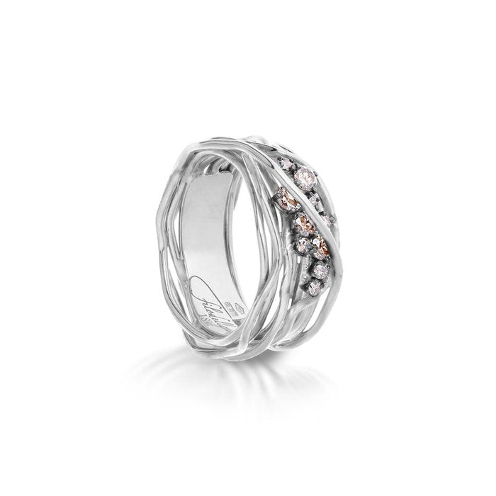Filodellavita Ten 10 strands in White Gold and Brown Diamonds