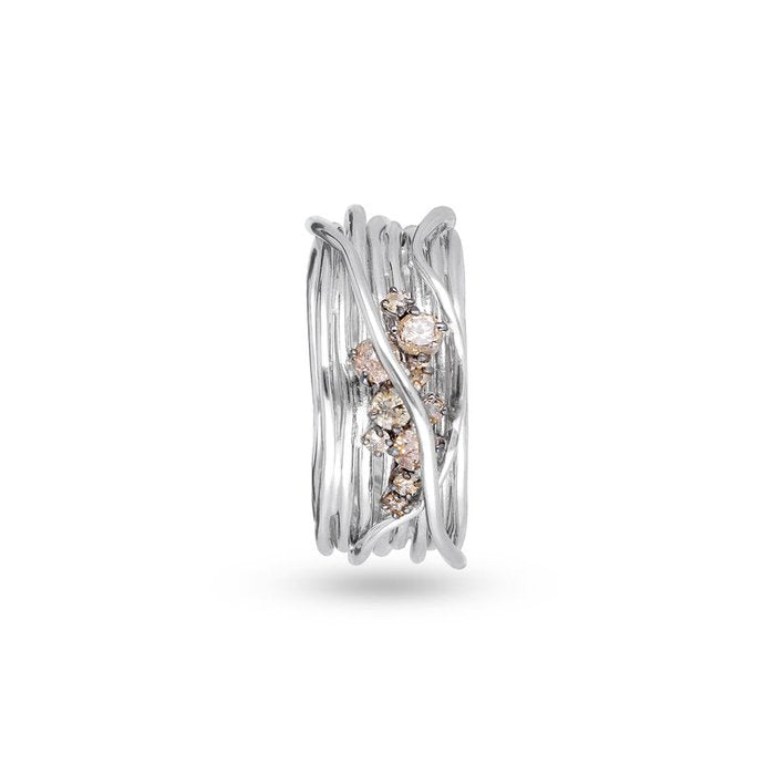 Filodellavita Ten 10 strands in White Gold and Brown Diamonds