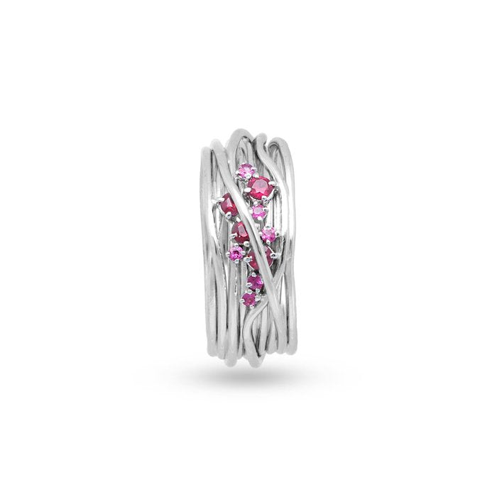 Filodellavita Ten 10 threads in 18kt Rose/White Gold and Rubies