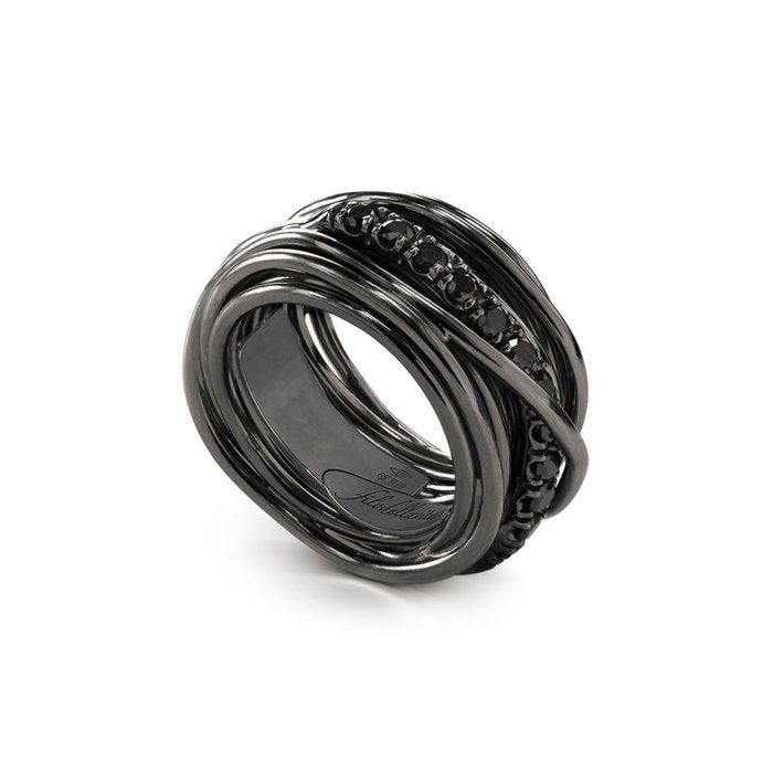Filodellavita Rock 13 fili in Argento 925 brunito e Diamanti Black