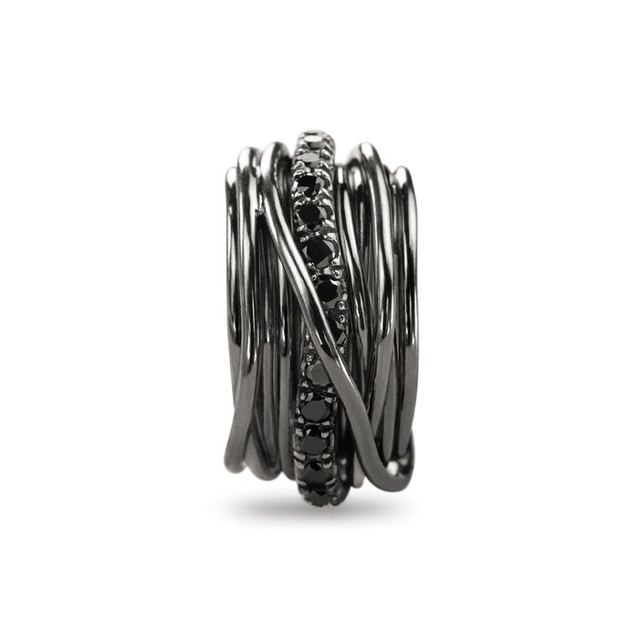 Filodellavita Rock 13 strands in burnished 925 silver and Black Diamonds