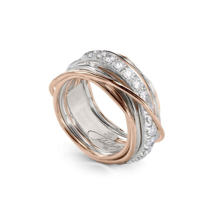 Filodellavita Prezioso - 13 brins en or rose/jaune 9 carats, argent 925 et diamants blancs