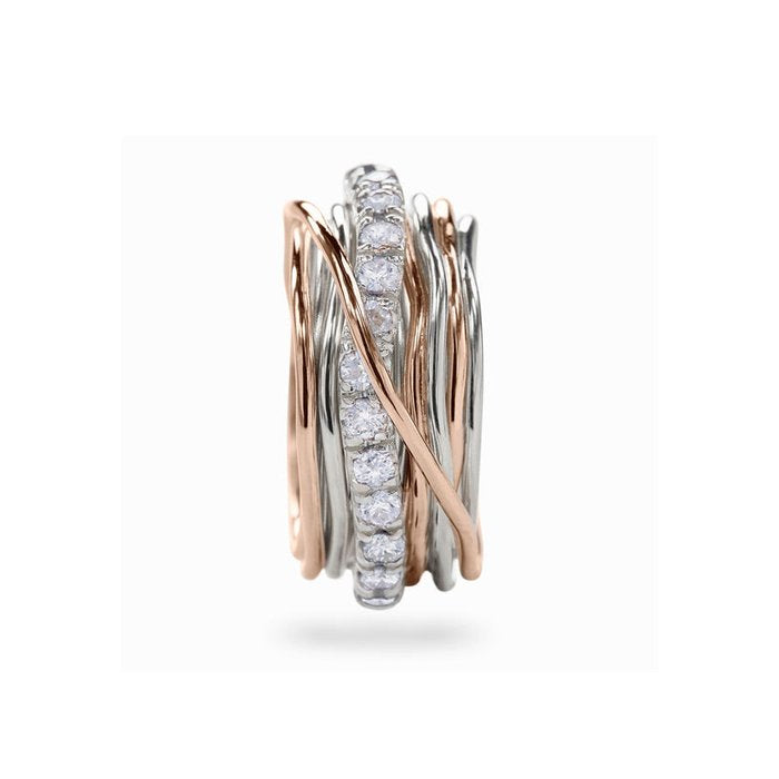 Filodellavita Prezioso - 13 fili in Oro Rosa/Giallo 9kt, Argento 925 e Diamanti Bianchi