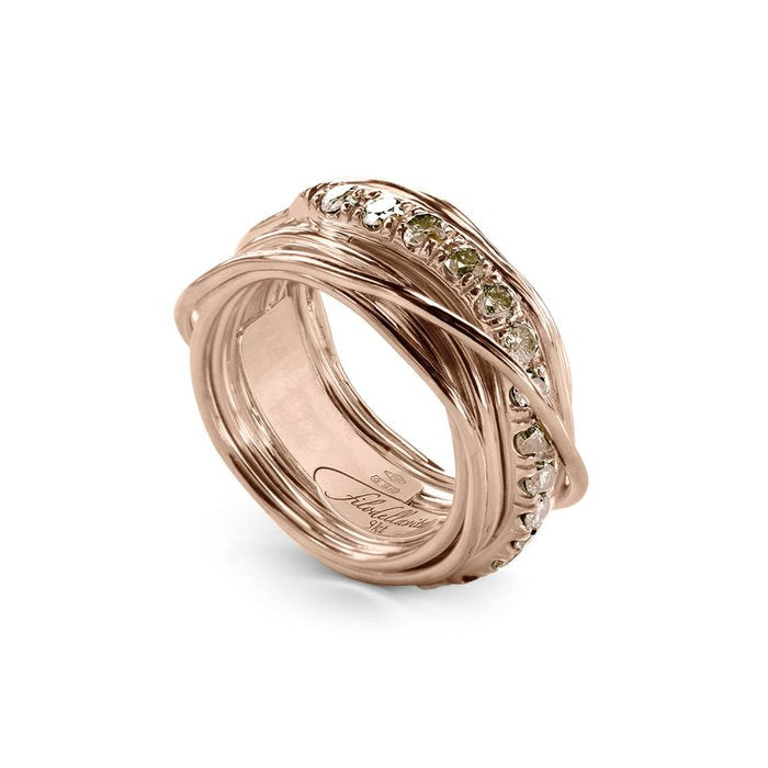Filodellavita Prezioso 13 fili in Oro Rosa 9kt e Diamanti Brown