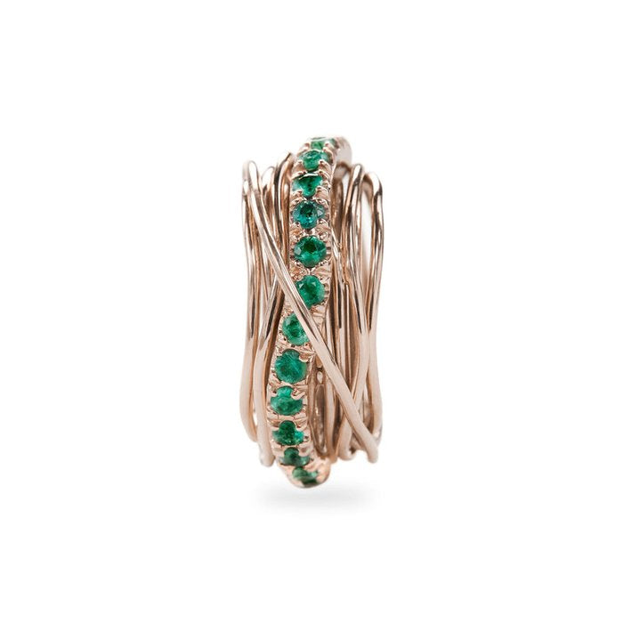 Filodellavita Precious 13 strands in 9kt Rose Gold and Emeralds