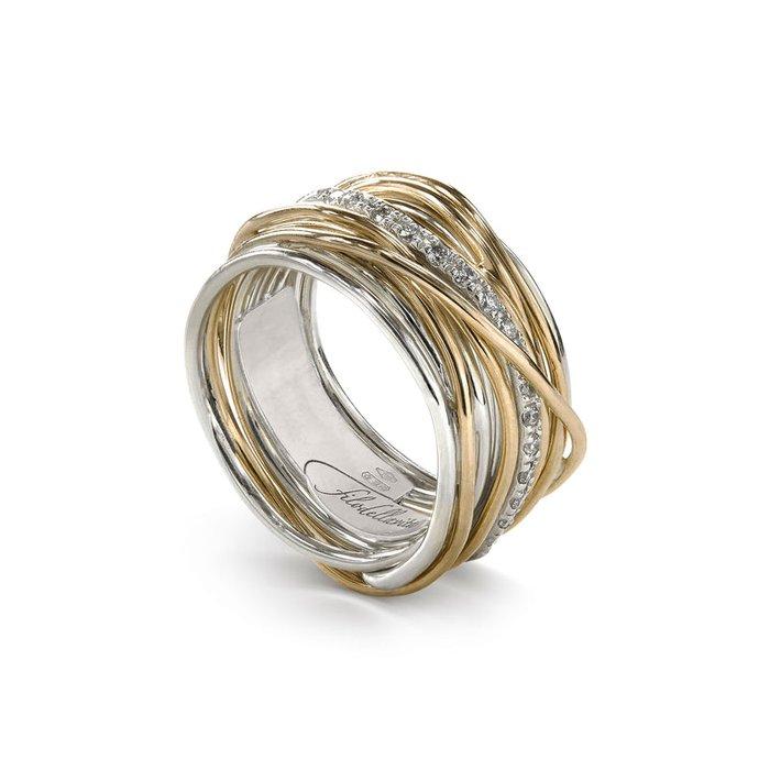 Filodellavita Classic 13 fili in Oro Giallo 9kt, Argento 925 e 16 Diamanti Bianchi