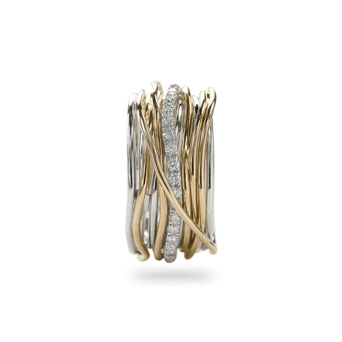 Filodellavita Classic 13 fili in Oro Giallo 9kt, Argento 925 e 16 Diamanti Bianchi