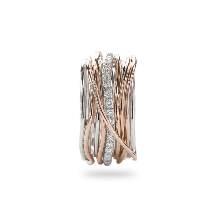 Filodellavita Classic 13 fili in Oro Rosa , Argento 925 e 16 Diamanti Bianchi