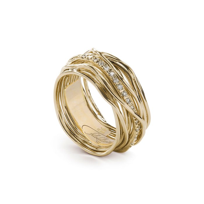 Filodellavita Classic 13 fili in Oro Giallo 9kt Rosa e 16 Diamanti Bianchi