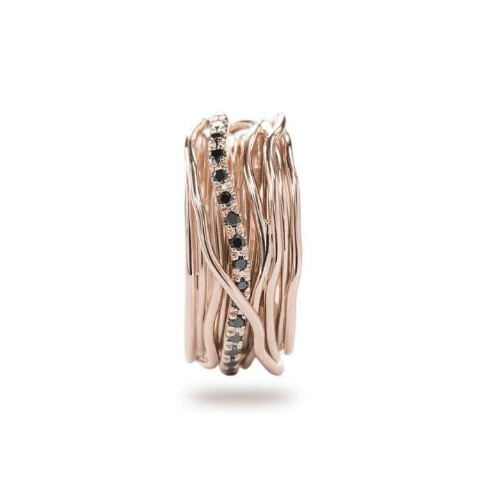 Filodellavita Classic 13 strands in 9kt Rose Gold and 16 Black Diamonds