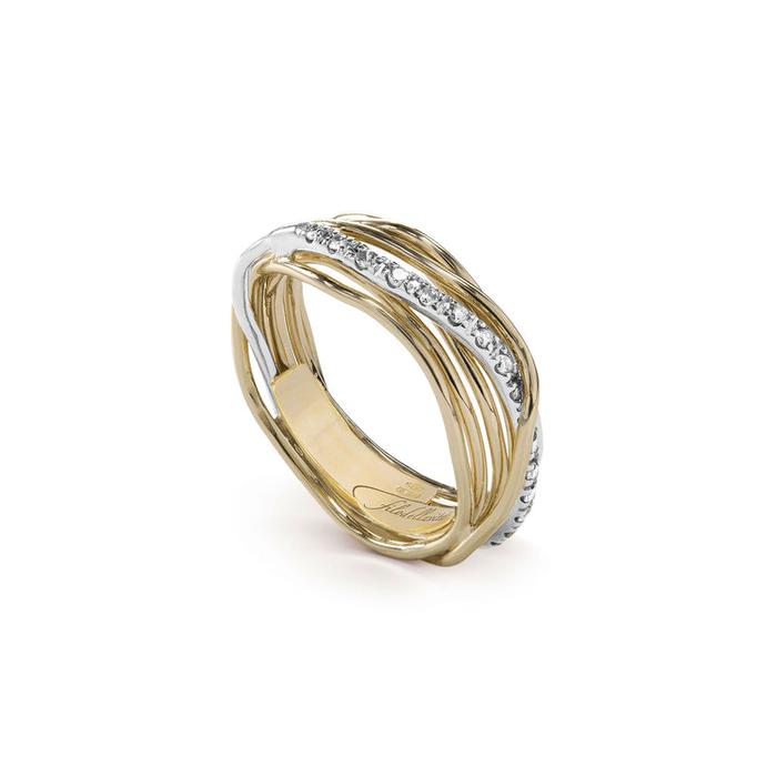 Filodellavita Classic 7 brins en or jaune et or blanc rivière avec 16 diamants blancs