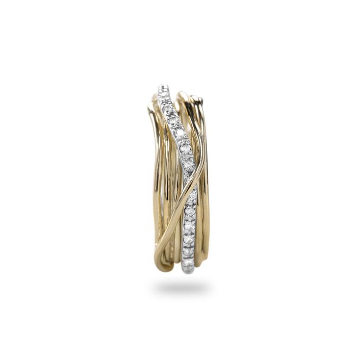 Filodellavita Classic 7 brins en or jaune et or blanc rivière avec 16 diamants blancs