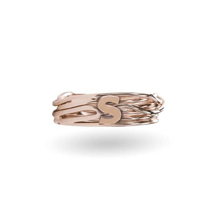 Anello Filodellavita Classic 7 fili con iniziale in Oro 9kt