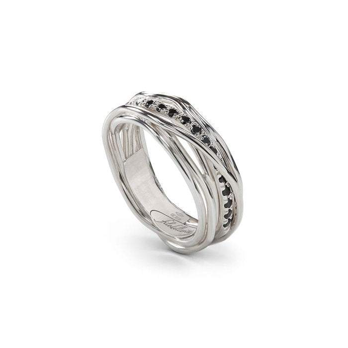 Filodellavita Classic 7 brins en argent 925 et 16 diamants noirs