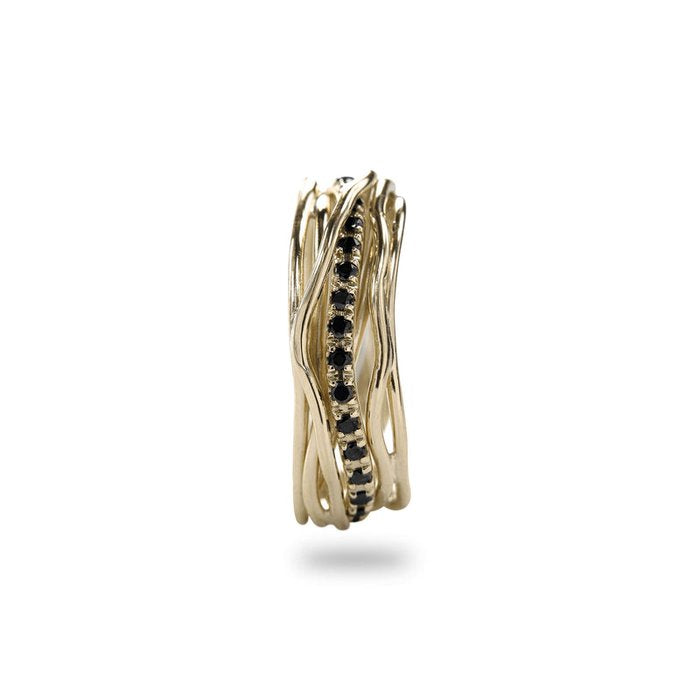 Filodellavita Classic - 7 fili in Oro Giallo 9kt e 16 Diamanti Brown Black