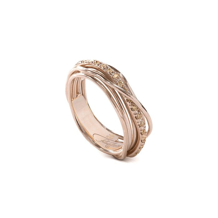 Filodellavita Classic 7 fili in Oro Rosa 9kt e 16 Diamanti Black Brown