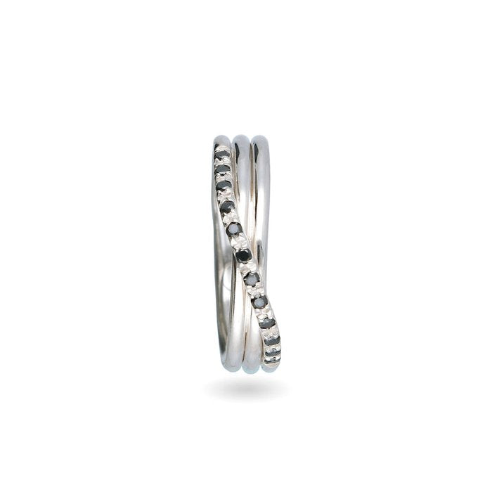 Filodellavita Classic 3 strands in 925 Silver and 12 Black Diamonds