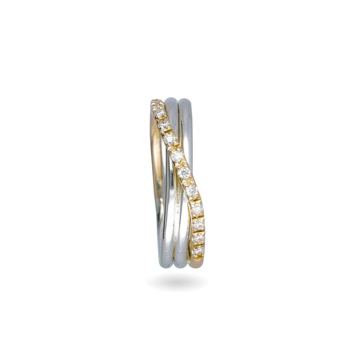 Filodellavita Classic 3 fili in Oro Giallo Rosa 9kt Argento e Diamanti Bianchi