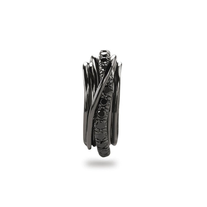 Filodellavita Rock 7 strands in burnished 925 silver and Black Diamonds