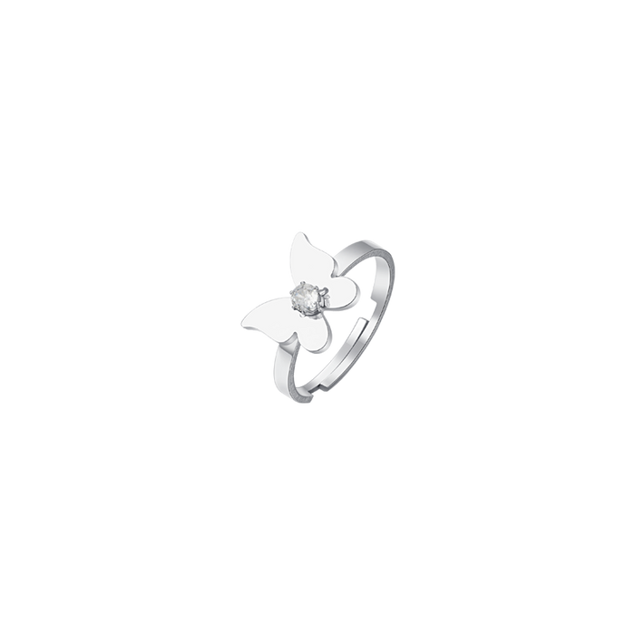 BAGUE FEMME EN ACIER AVEC PAPILLON ET ZIRCON