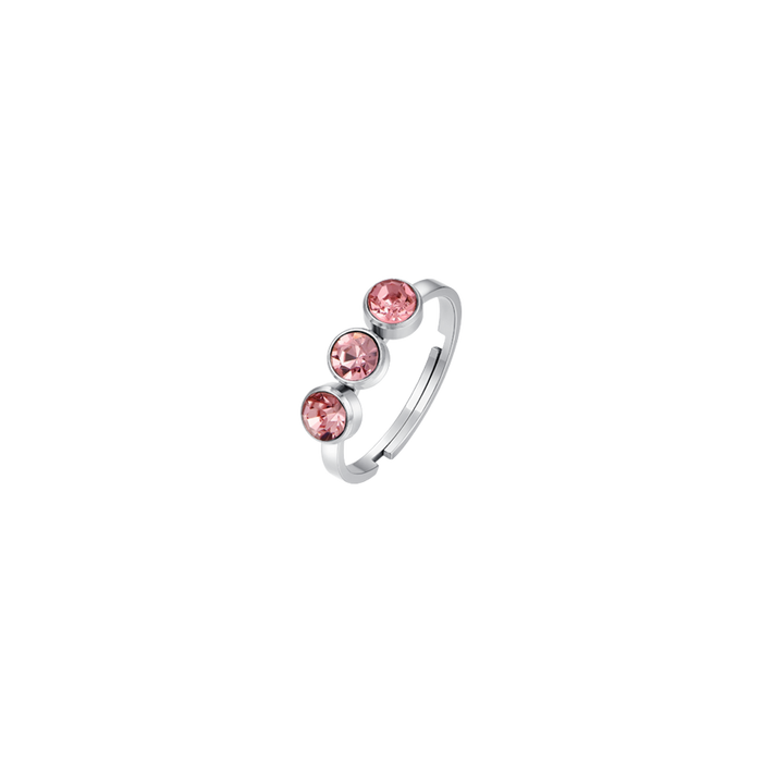 BAGUE FEMME EN ACIER AVEC CRISTAUX ROSES