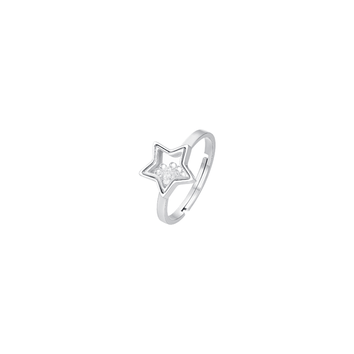 BAGUE FEMME EN ACIER ÉTOILE ET ZIRCONE
