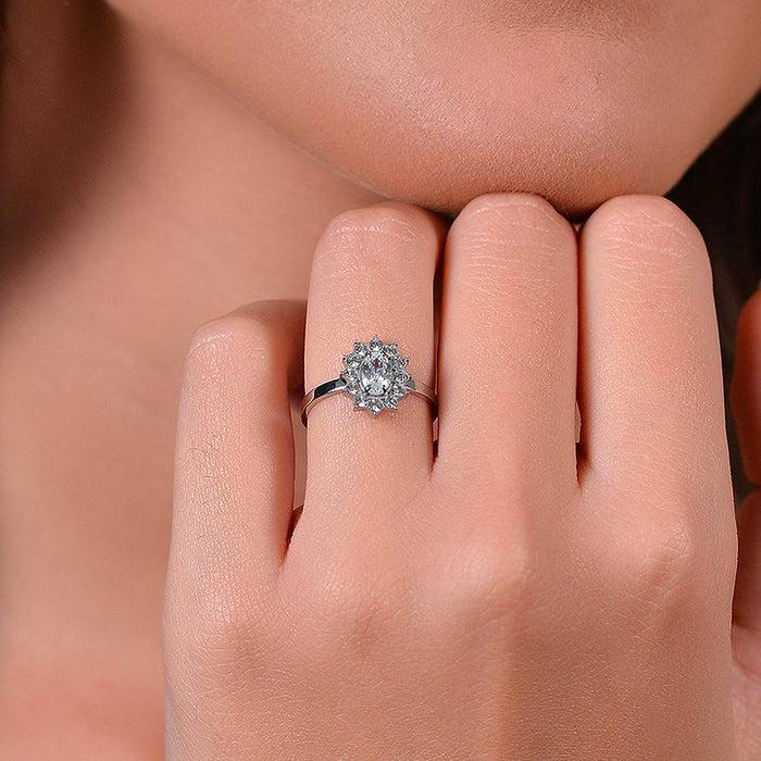 BAGUE FEMME EN ACIER AVEC CRISTAUX ET ZIRCON BLANC