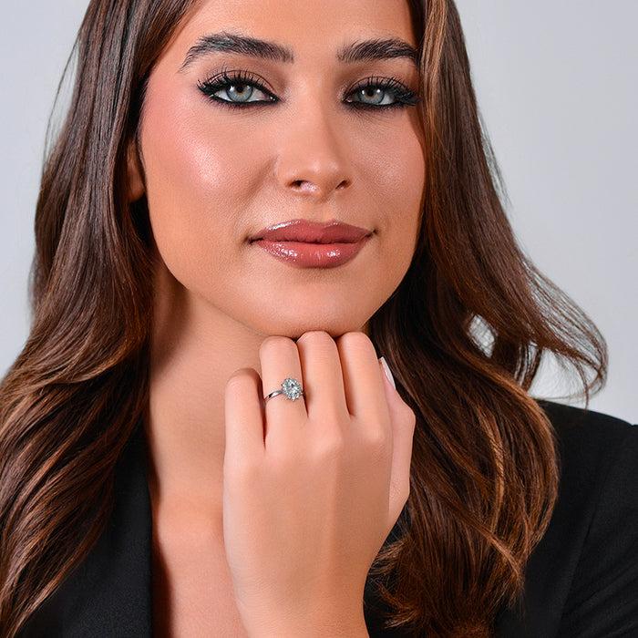 BAGUE FEMME EN ACIER AVEC CRISTAUX ET ZIRCON BLANC