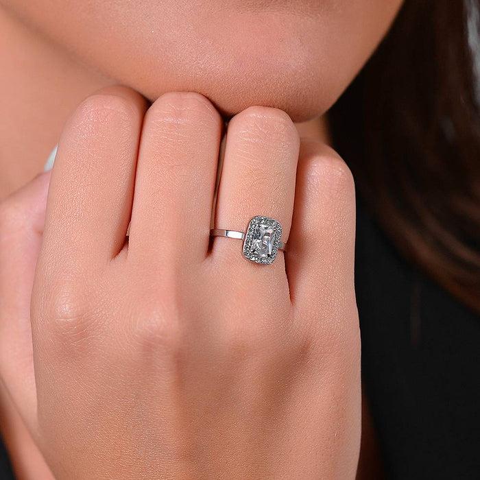 BAGUE FEMME EN ACIER AVEC CRISTAUX ET ZIRCON