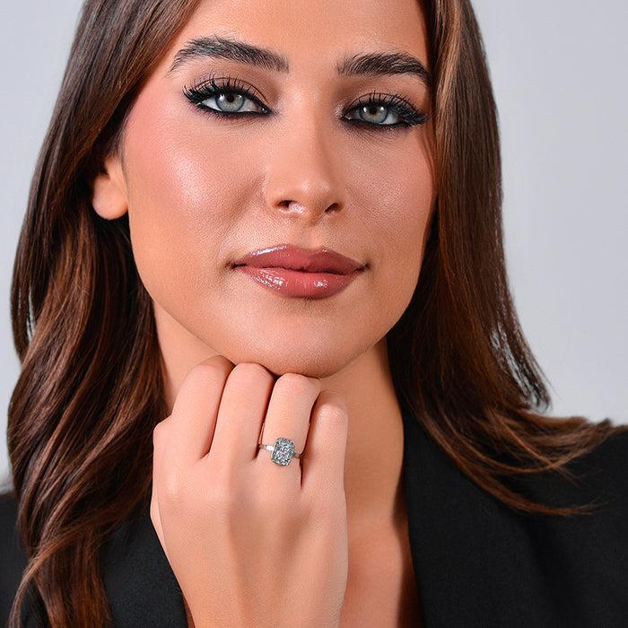 BAGUE FEMME EN ACIER AVEC CRISTAUX ET ZIRCON