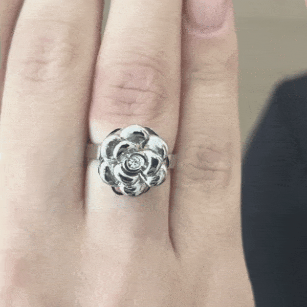 BAGUE ROTATIVE EN ACIER ROSE POUR FEMME