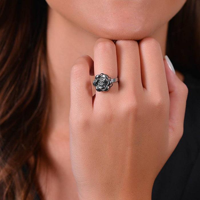 BAGUE ROTATIVE EN ACIER ROSE POUR FEMME