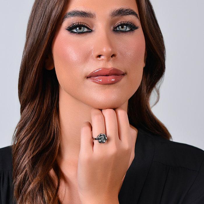 BAGUE ROTATIVE EN ACIER ROSE POUR FEMME