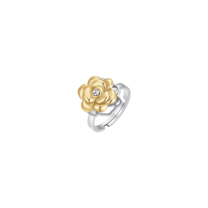 BAGUE FEMME EN ACIER IP OR RONDE ROSE