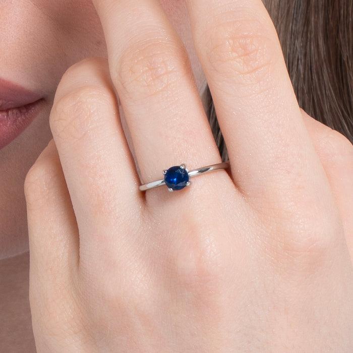 ANELLO DONNA IN ACCIAIO ZIRCONE BLU